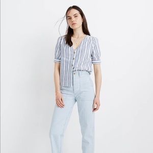 Madewell Top/Blouse Plaza Button-Front Shirt in Stripe Blue, Size small